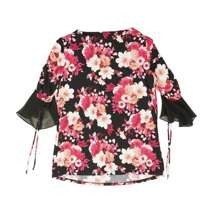 Black Floral 3/4 Sleeve Blouse