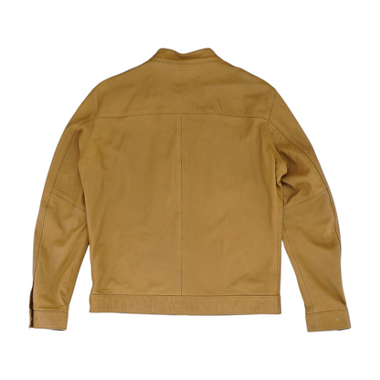 Brown Solid Leather Jacket