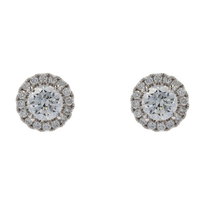 2 Ct 10K White Gold Lab Grown Diamond Round Halo Cluster Stud Earrings