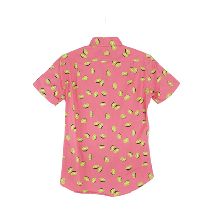 Pink Graphic Short Sleeve Button Down