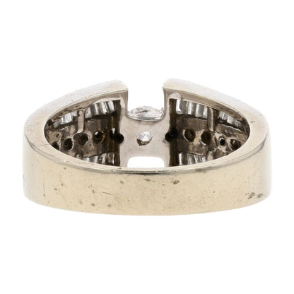 3/8 Ct 14K White Gold Round And Baguette Diamond Cocktail Ring