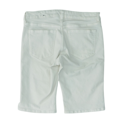 White Solid Denim Shorts