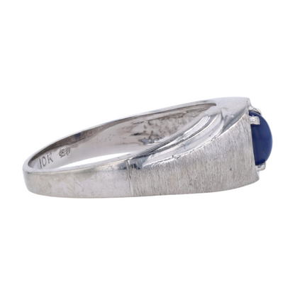 10K White Gold Blue Stone Fashion Ring