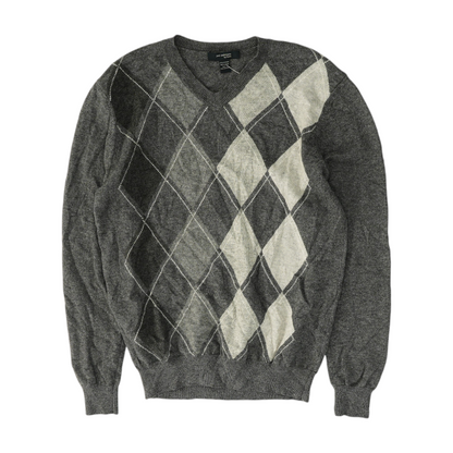 Gray Argyle Pullover Sweater