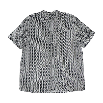 White Geometric Short Sleeve Button Down