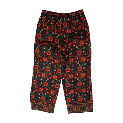 Black Floral Wide Leg Pants