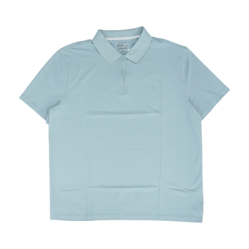 Blue Solid Short Sleeve Polo