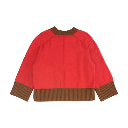 Red Color Block Pullover Sweater