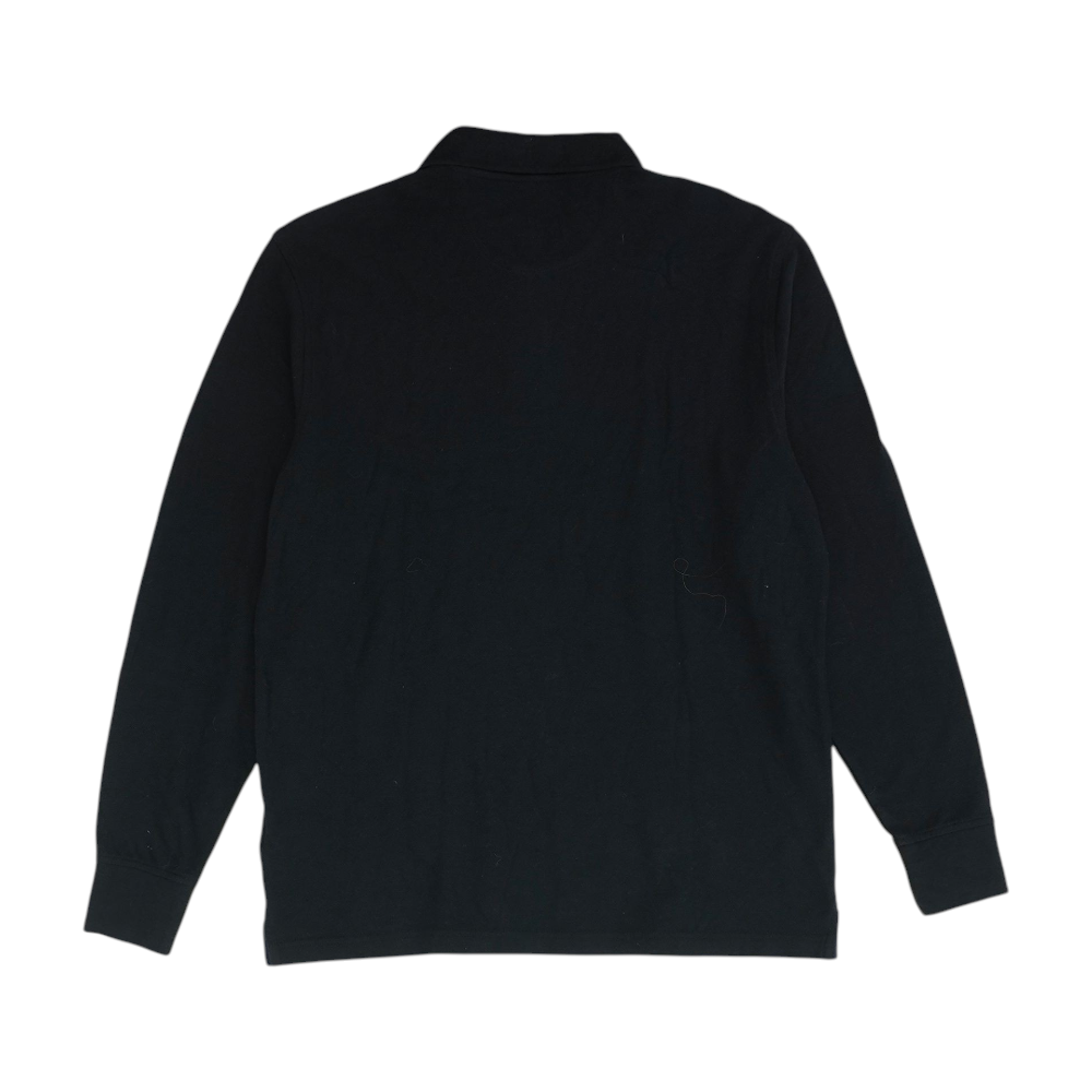 Black Solid Long Sleeve Polo