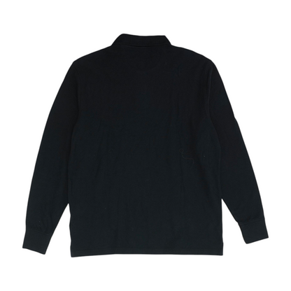 Black Solid Long Sleeve Polo