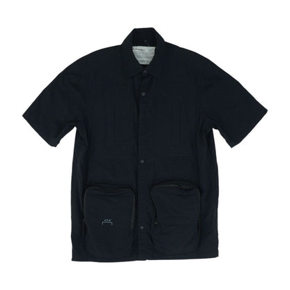 Cargo Pocket Black Short Sleeve Button Down