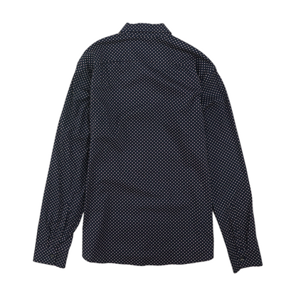 Navy Geometric Long Sleeve Button Down
