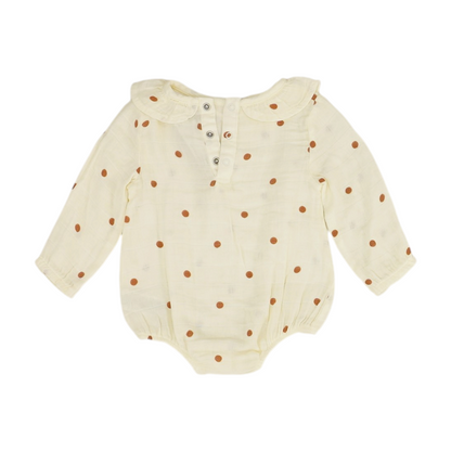 Ivory Polka Dot Long Sleeve One-Piece