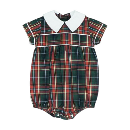 Multi Plaid Short Sleeve One-Piece