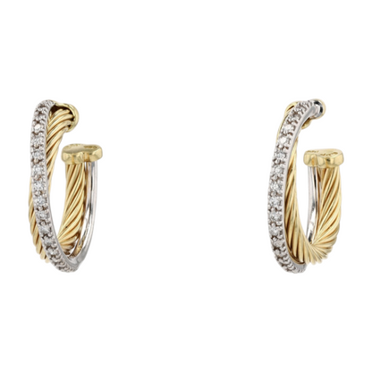 1/4 ctw 18K Two-Tone Gold Diamond Hoop Earrings