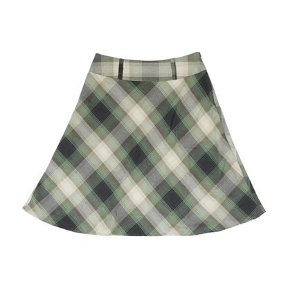 Brown Plaid Midi Skirt