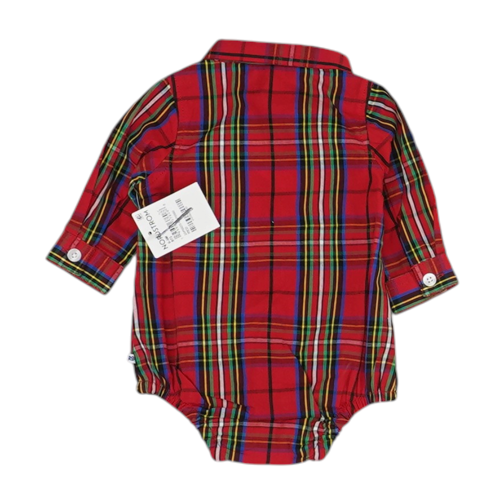 Red Plaid Long Sleeve One-Piece
