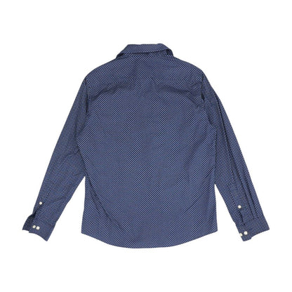 Blue Graphic Long Sleeve Button Down