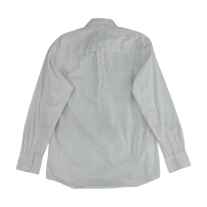 White Print Long Sleeve Button Down