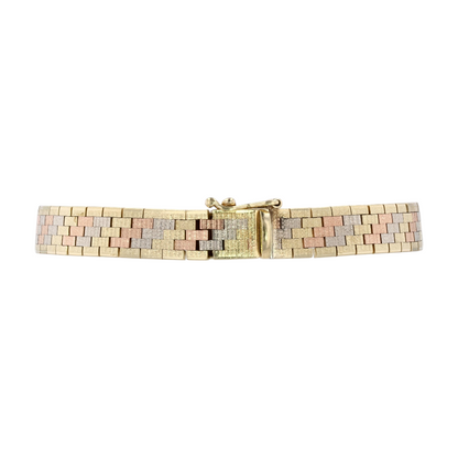 14K Tri-Tone Gold Chain Bracelet