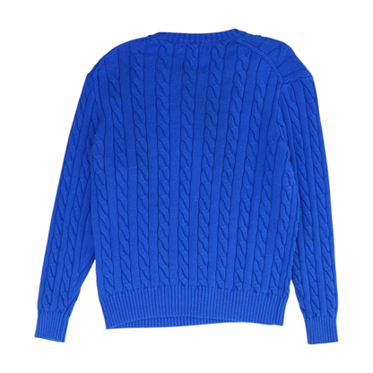 Blue Solid Pullover Sweater