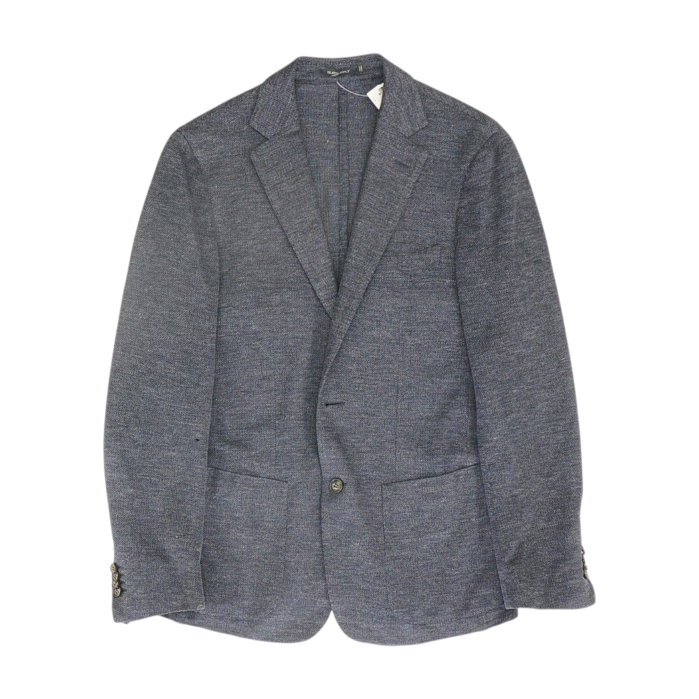 Navy Long Solid Sport Coat