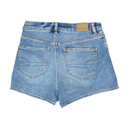 Blue Solid Denim Shorts