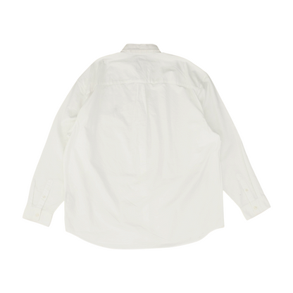 White Tall Solid Long Sleeve Button Down