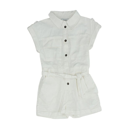 White Solid Romper