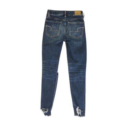 Blue Solid Mid Rise Skinny Leg Jeans