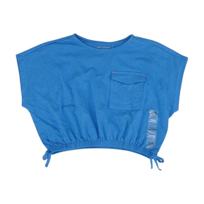 Blue Solid Crewneck T Shirt