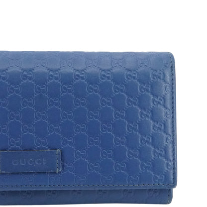 Blue Microguccissima Leather Continental Wallet