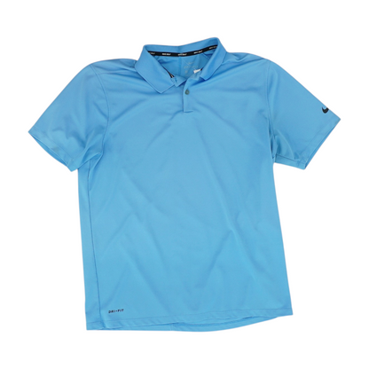 Blue Solid Short Sleeve Polo