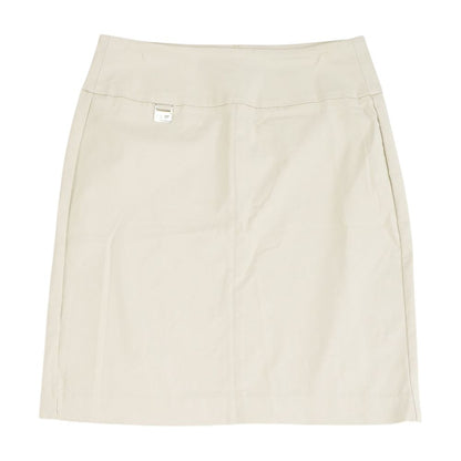 Beige Solid Midi Skirt