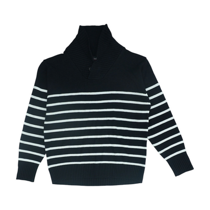 Black Striped 1/4 Zip Sweater