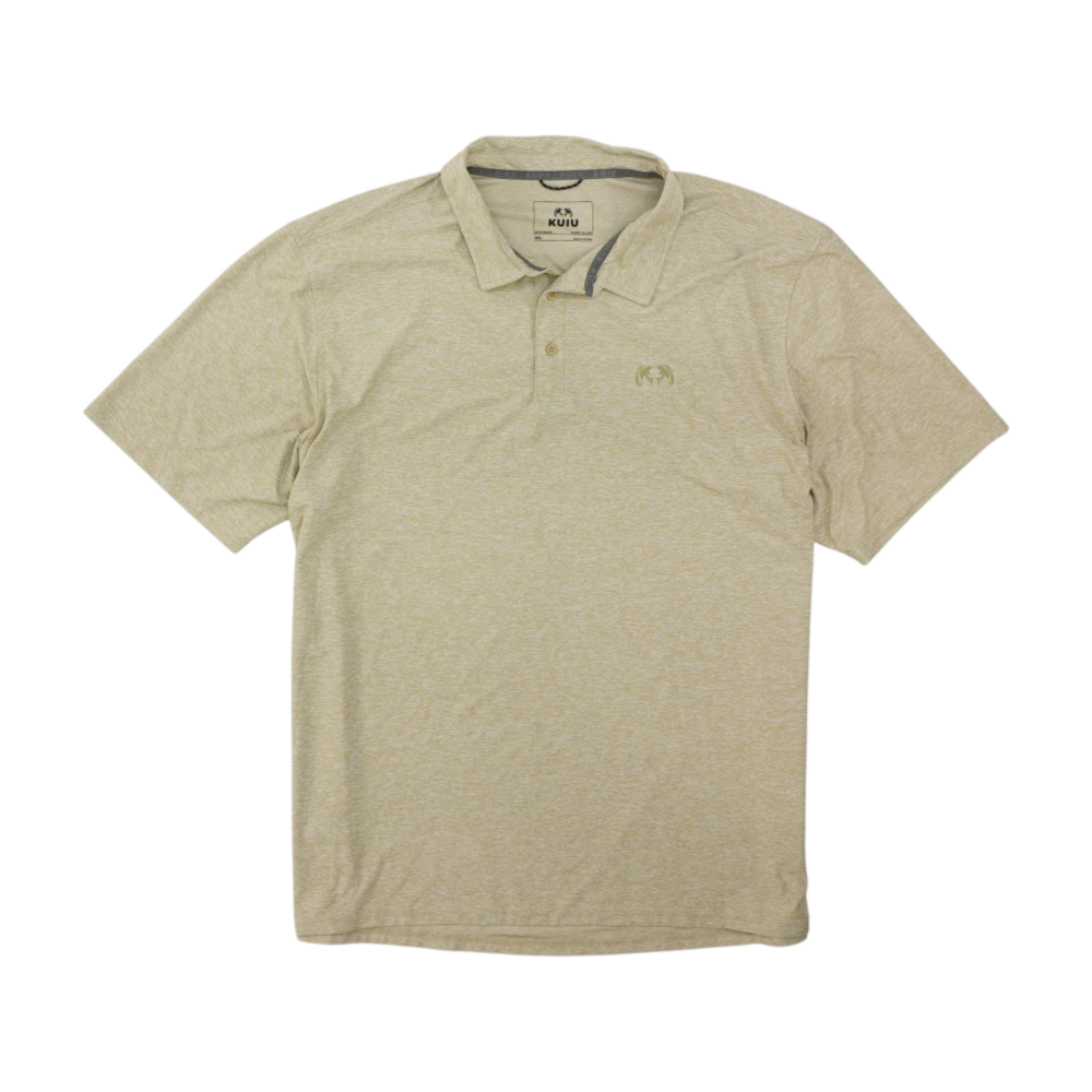 Beige Solid Short Sleeve Polo