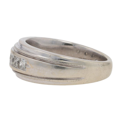 5/8 Ct 14K White Gold Seven Square Channel Set Diamond Wedding Band