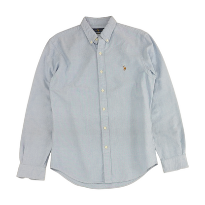 Blue Solid Long Sleeve Button Down