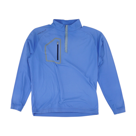 Blue Solid 1/4 Zip Pullover