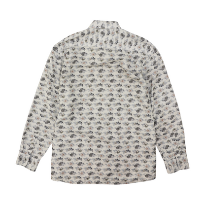 White Floral Long Sleeve Button Down