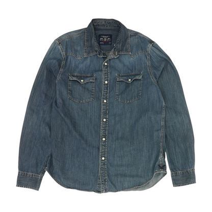Blue Solid Flannel Button Down