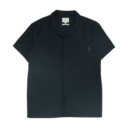Black Solid Short Sleeve Button Down