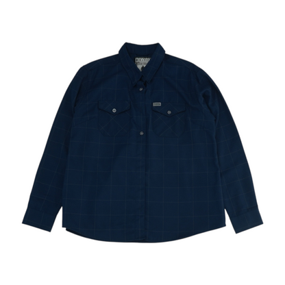 Navy Plus Size Check Flannel Button Down