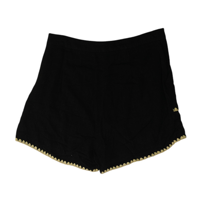 Black Solid Knit Shorts