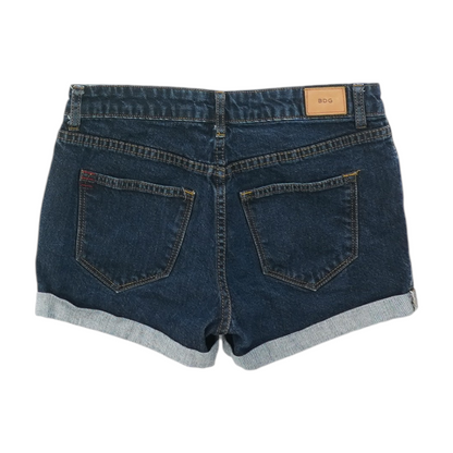 Navy Solid Denim Shorts