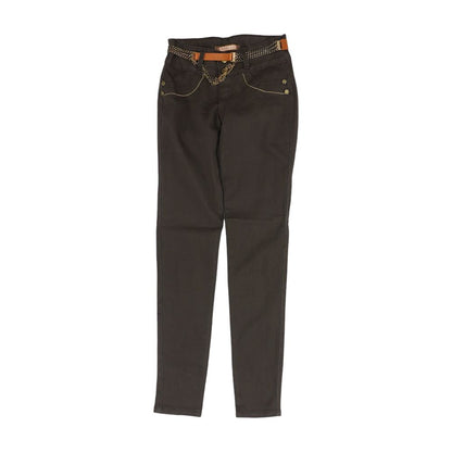 Brown Solid Skinny Leg Jeans