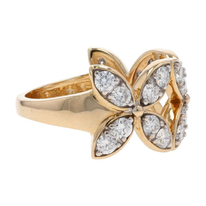 1 1/2 Ct 14K Gold Lab Grown Diamond Clover Cocktail Ring
