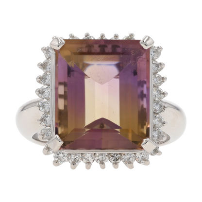 9 5/8 ctw Platinum Ametrine Statement Ring