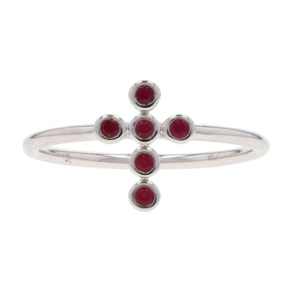 14K White Gold Bezel Set Ruby Stackable Cross Ring