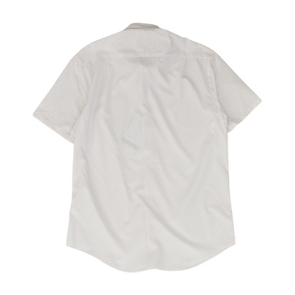 White Print Short Sleeve Button Down